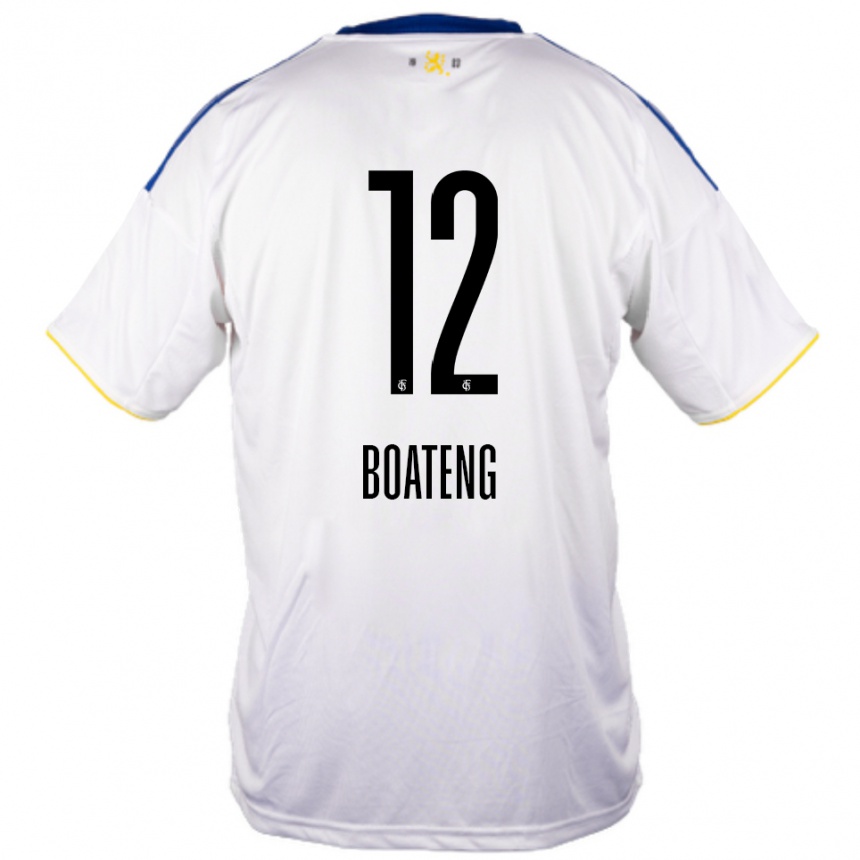 ילדים כדורגל Divine Boateng #12 לבן כחול צהוב הרחק ג'רזי 2025/26