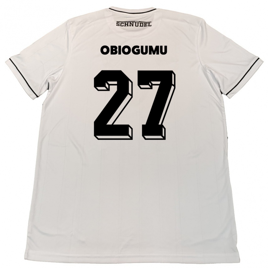 ילדים כדורגל Uche Obiogumu #27 לבן שחור הרחק ג'רזי 2025/26