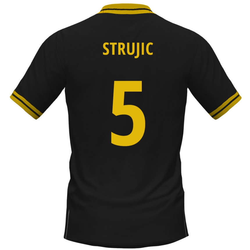 ילדים כדורגל Sasa Strujic #5 שחור צהוב הרחק ג'רזי 2025/26