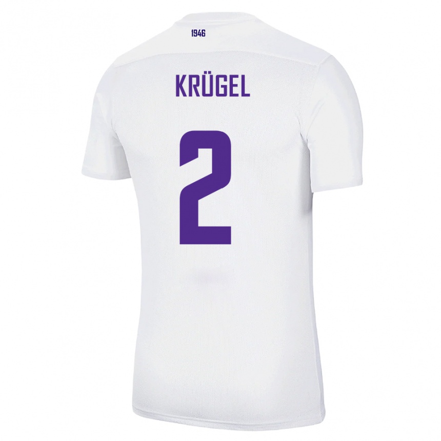 ילדים כדורגל Theo Krügel #2 לבן ירוק הרחק ג'רזי 2025/26