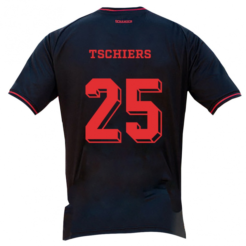 ילדים כדורגל Sarah Tschiers #25 שחור אדום לבן הרחק ג'רזי 2025/26