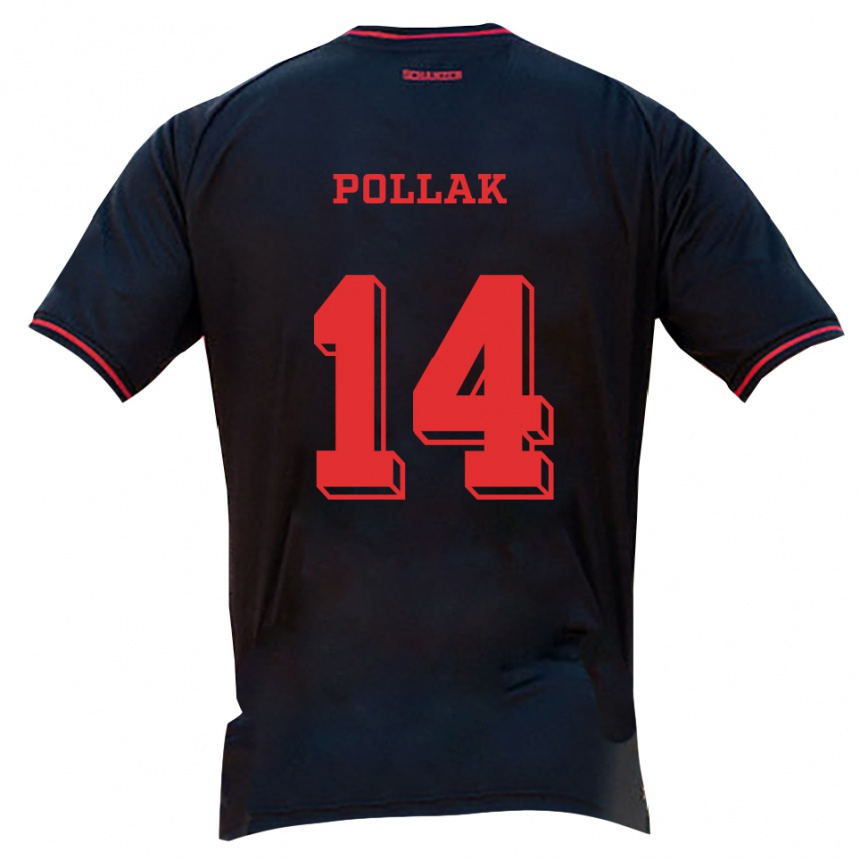 ילדים כדורגל פלוריאן פולק #14 שחור אדום לבן הרחק ג'רזי 2025/26