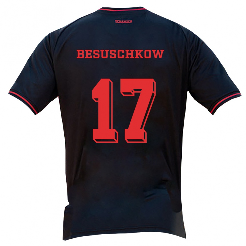 ילדים כדורגל Max Besuschkow #17 שחור אדום לבן הרחק ג'רזי 2025/26