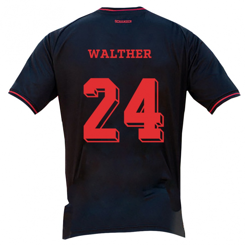 ילדים כדורגל Felix Walther #24 שחור אדום לבן הרחק ג'רזי 2025/26