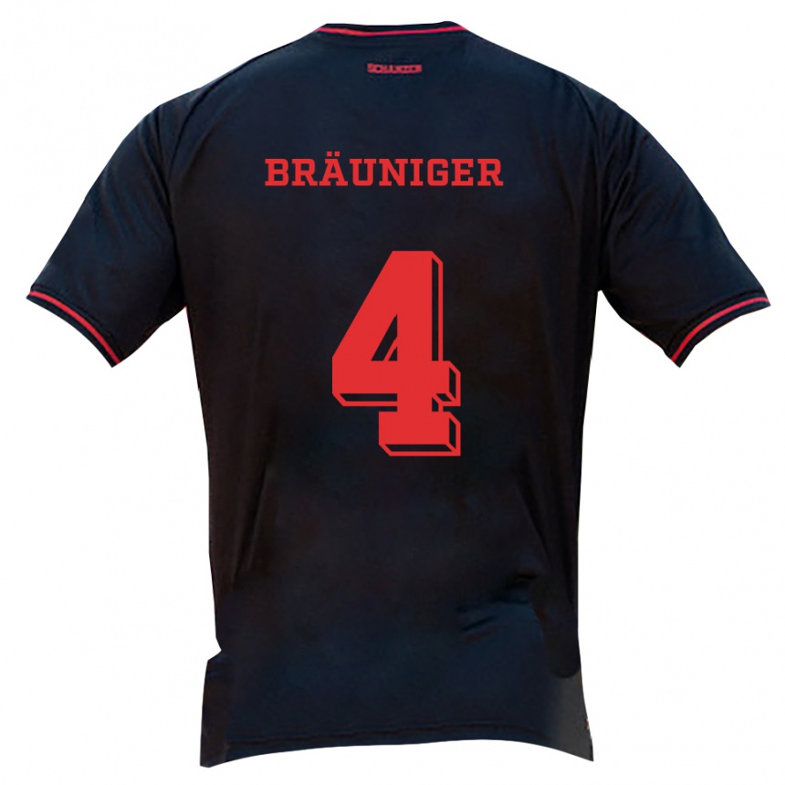 ילדים כדורגל Sandor Bräuniger #4 שחור אדום לבן הרחק ג'רזי 2025/26