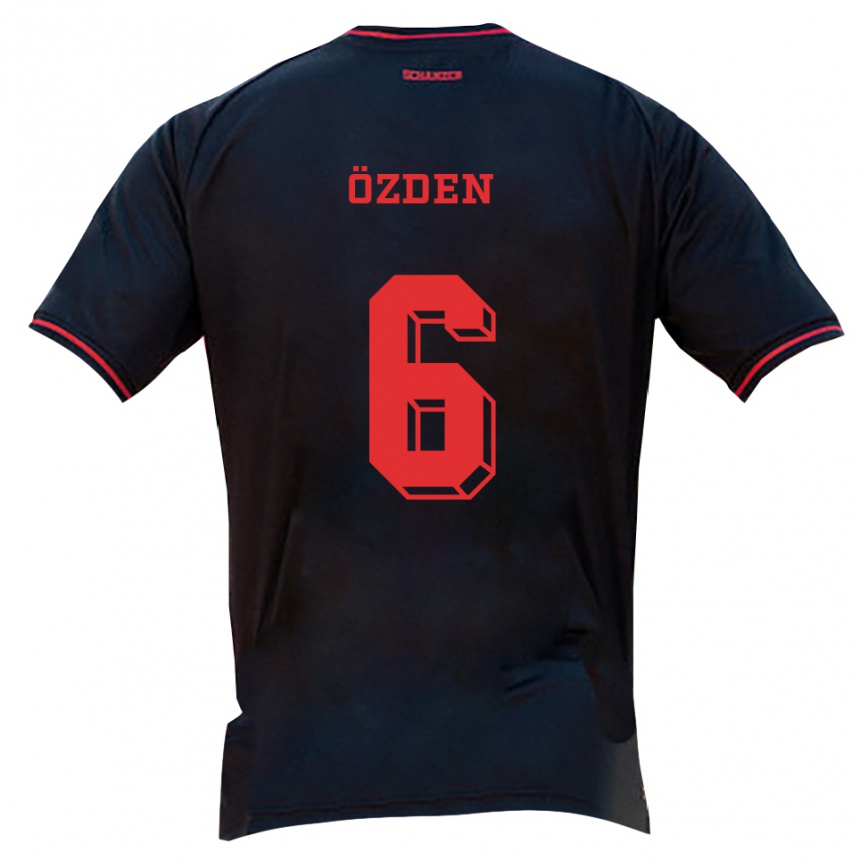 ילדים כדורגל Mustafa Özden #6 שחור אדום לבן הרחק ג'רזי 2025/26