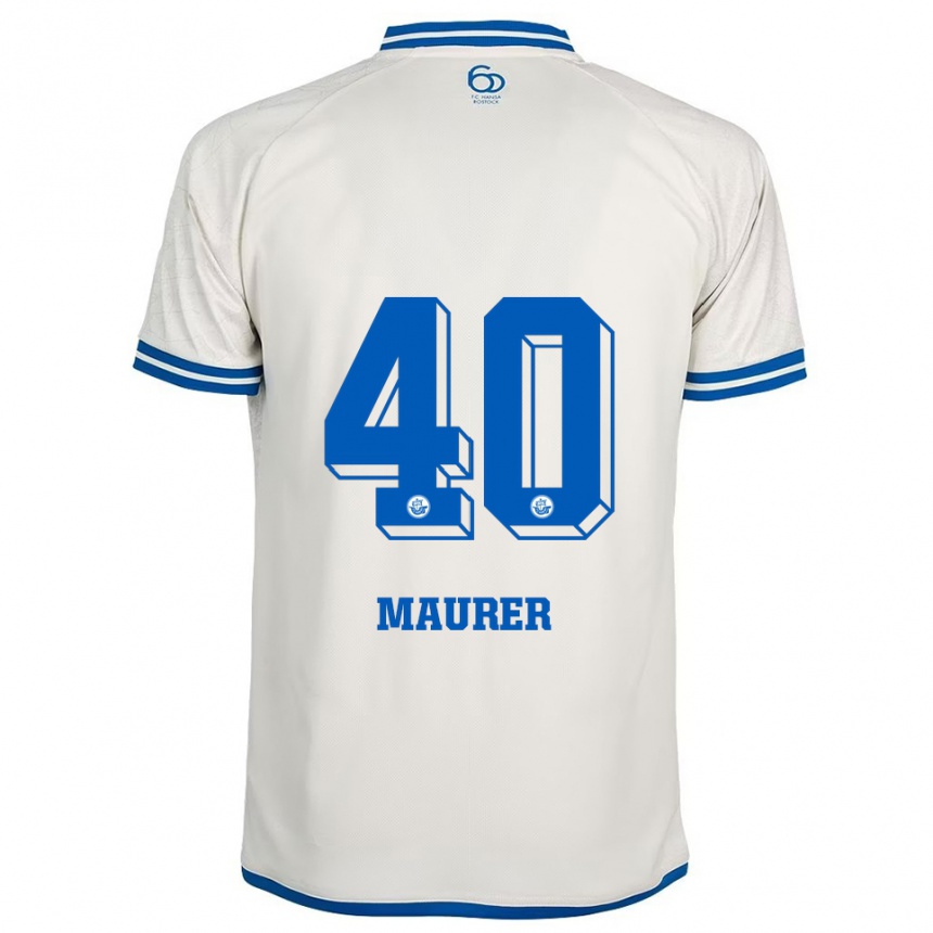 ילדים כדורגל Erik Maurer #40 לבן כחול הרחק ג'רזי 2025/26