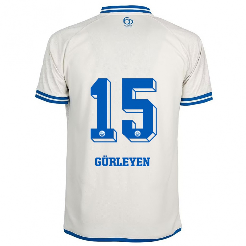 ילדים כדורגל Ahmet Gürleyen #15 לבן כחול הרחק ג'רזי 2025/26