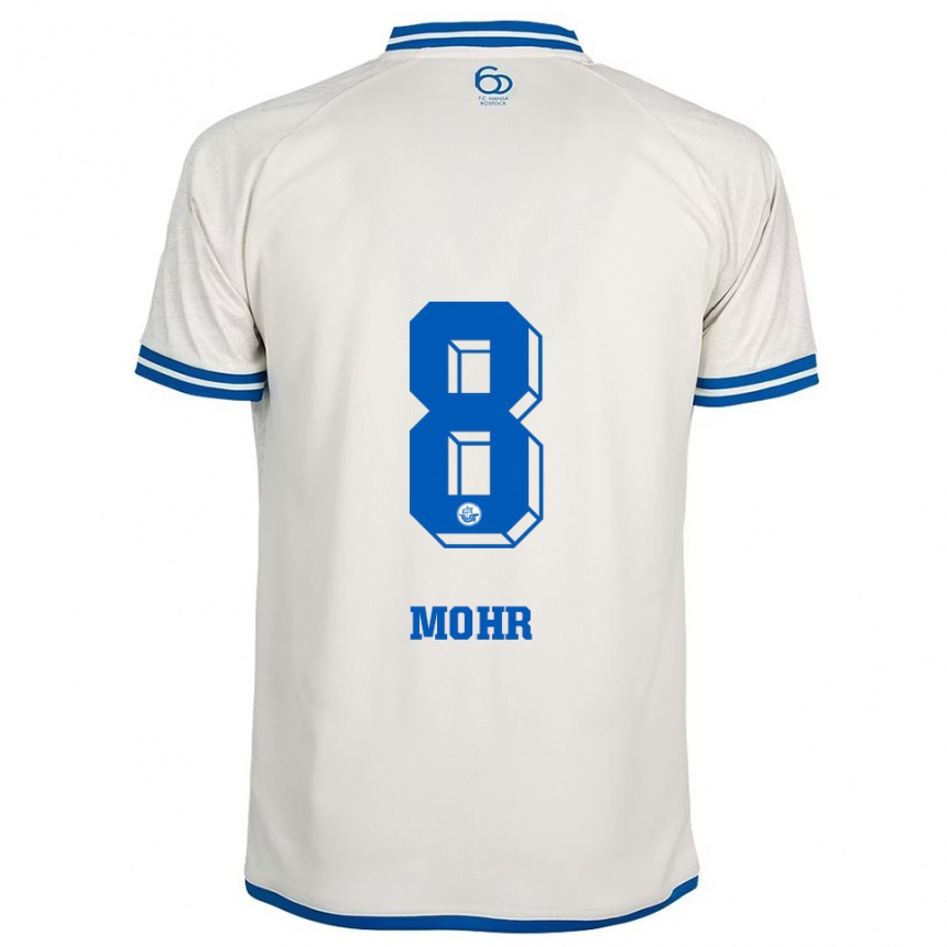 ילדים כדורגל Nele Mohr #8 לבן כחול הרחק ג'רזי 2025/26