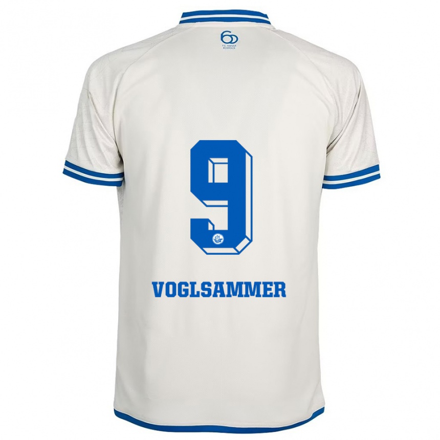 ילדים כדורגל Andreas Voglsammer #9 לבן כחול הרחק ג'רזי 2025/26