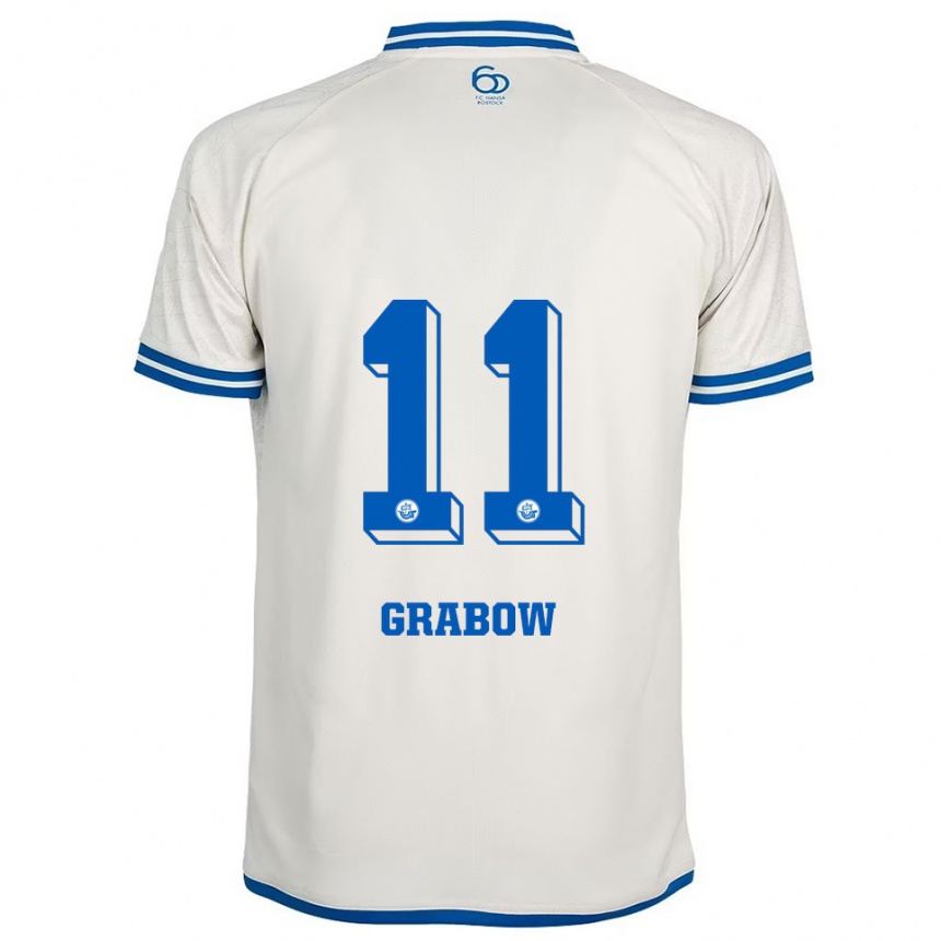 ילדים כדורגל Georg Grabow #11 לבן כחול הרחק ג'רזי 2025/26