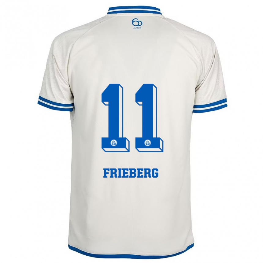 ילדים כדורגל Ole Frieberg #11 לבן כחול הרחק ג'רזי 2025/26