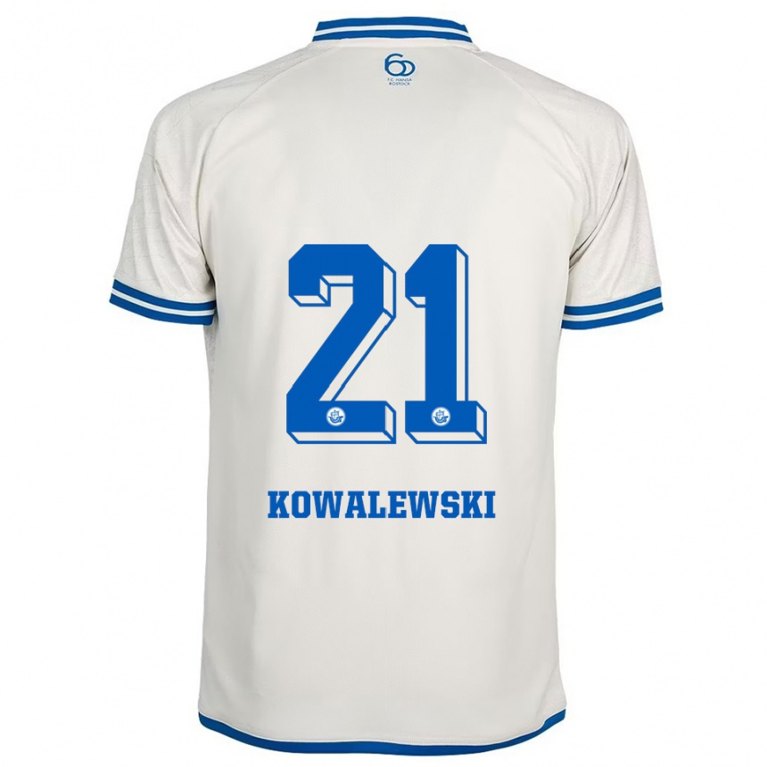 ילדים כדורגל Oskar Kowalewski #21 לבן כחול הרחק ג'רזי 2025/26