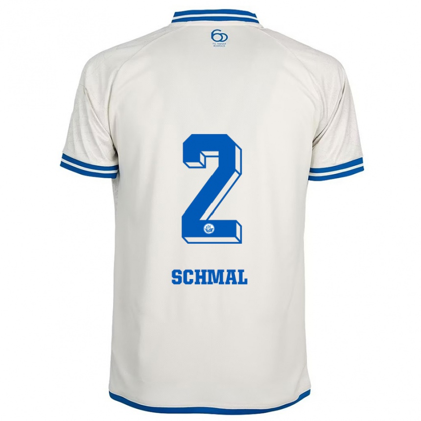 ילדים כדורגל Tim Schmal #2 לבן כחול הרחק ג'רזי 2025/26