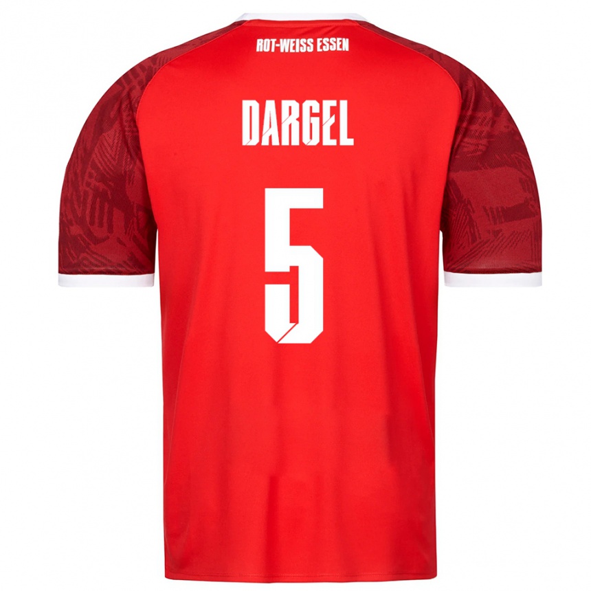 ילדים כדורגל Timo Dargel #5 אדום בורדו לבן הרחק ג'רזי 2025/26