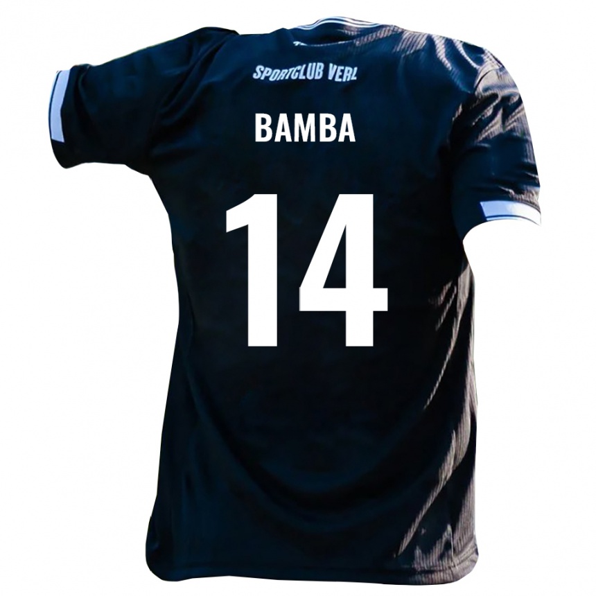 ילדים כדורגל Emmanuel Bamba #14 שחור לבן הרחק ג'רזי 2025/26