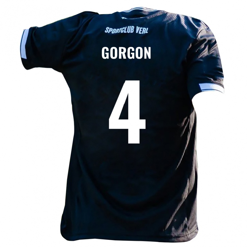 ילדים כדורגל Felix Gorgon #4 שחור לבן הרחק ג'רזי 2025/26