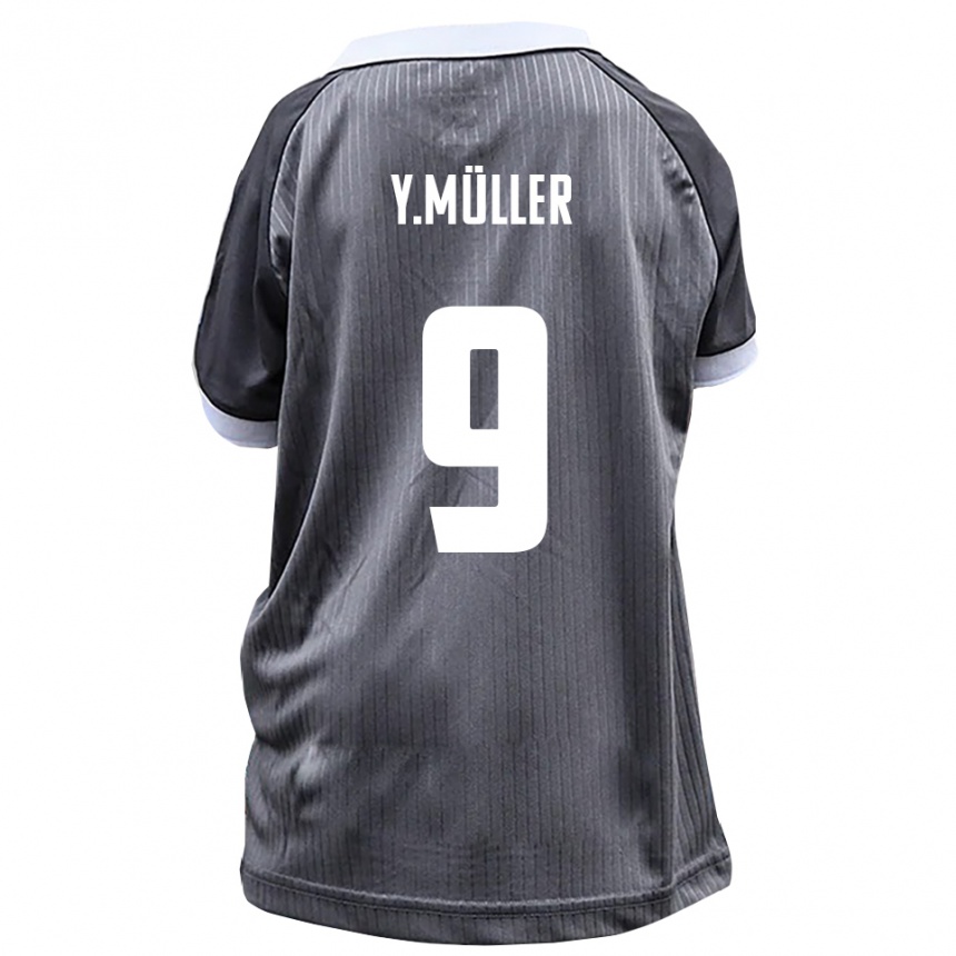 ילדים כדורגל Yannick Müller #9 אפור לבן הרחק ג'רזי 2025/26