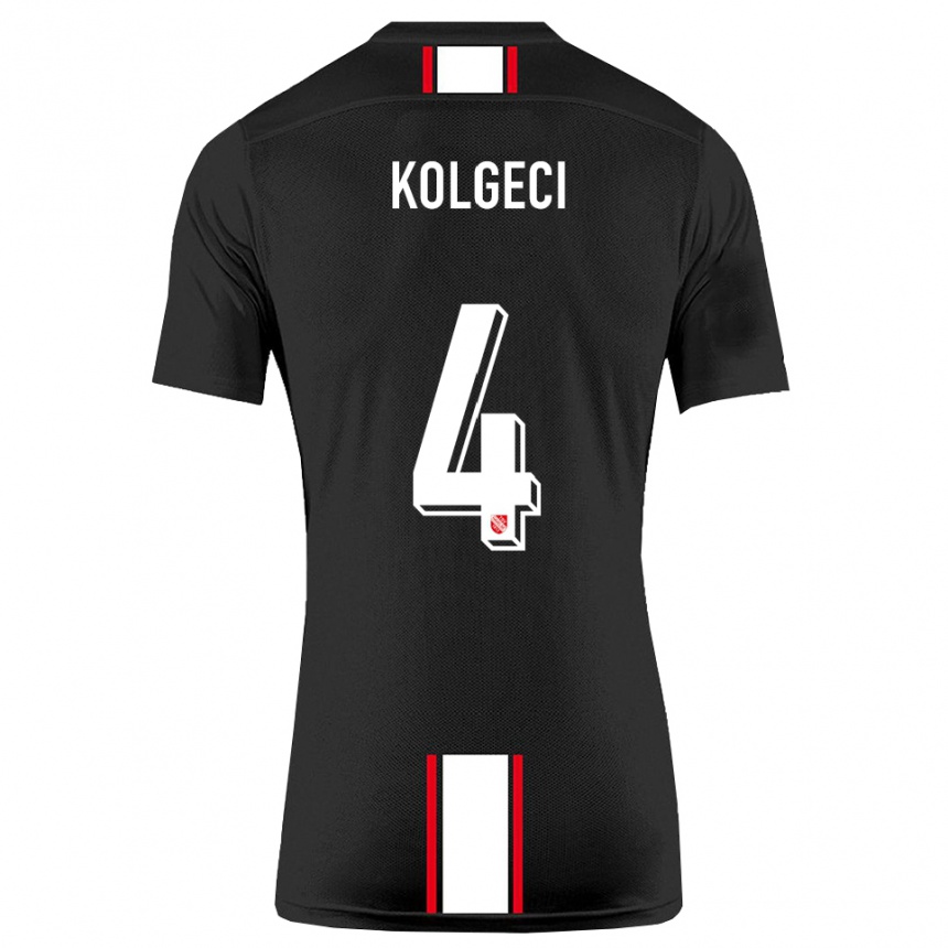 ילדים כדורגל Besfort Kolgeci #4 שחור לבן הרחק ג'רזי 2025/26