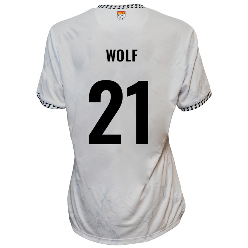 ילדים כדורגל Lucas Wolf #21 לבן שחור הרחק ג'רזי 2025/26