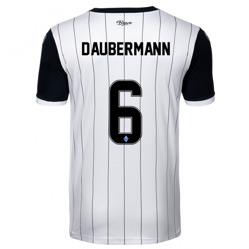 ילדים כדורגל יונס דאוברמן #6 לבן שחור הרחק ג'רזי 2025/26