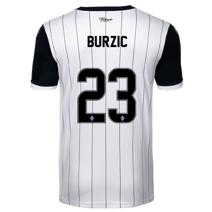 ילדים כדורגל Dino Burzic #23 לבן שחור הרחק ג'רזי 2025/26