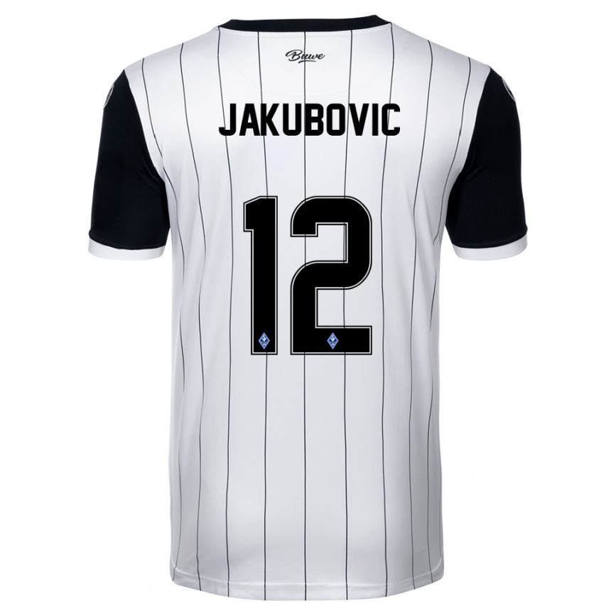 ילדים כדורגל Harun Jakubovic #12 לבן שחור הרחק ג'רזי 2025/26