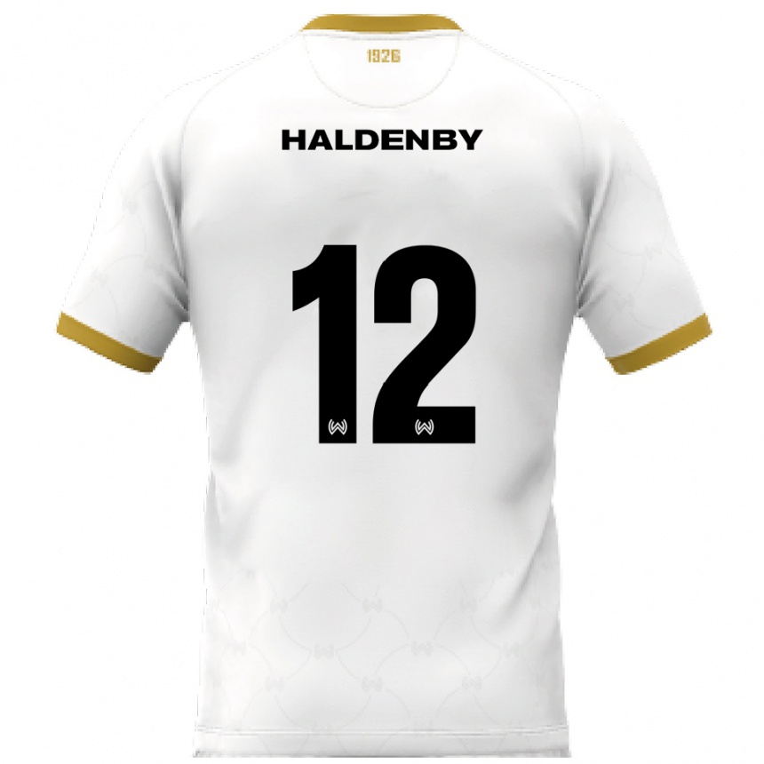 ילדים כדורגל Ben Haldenby #12 לבן זהב הרחק ג'רזי 2025/26