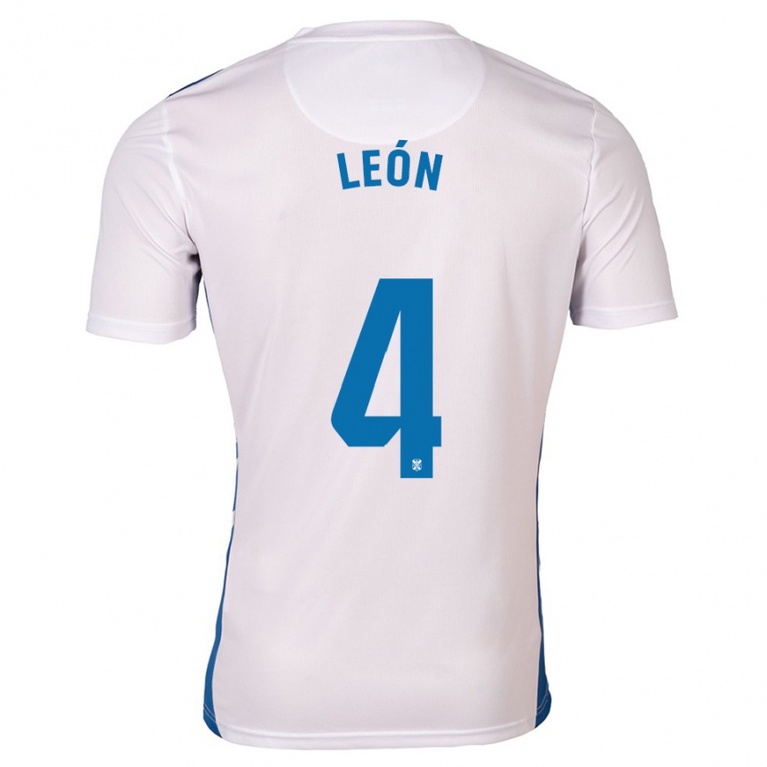 גברים כדורגל José León #4 לבן כחול ג'רזי ביתית 2025/26