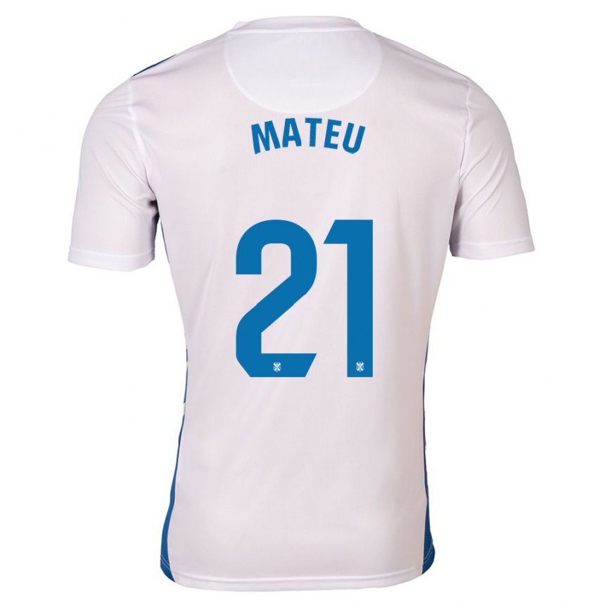 גברים כדורגל מארק מתאו #21 לבן כחול ג'רזי ביתית 2025/26