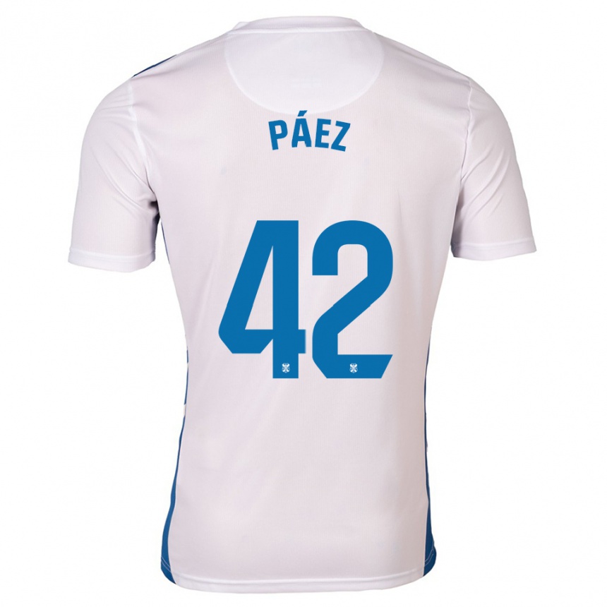 גברים כדורגל David Páez #42 לבן כחול ג'רזי ביתית 2025/26