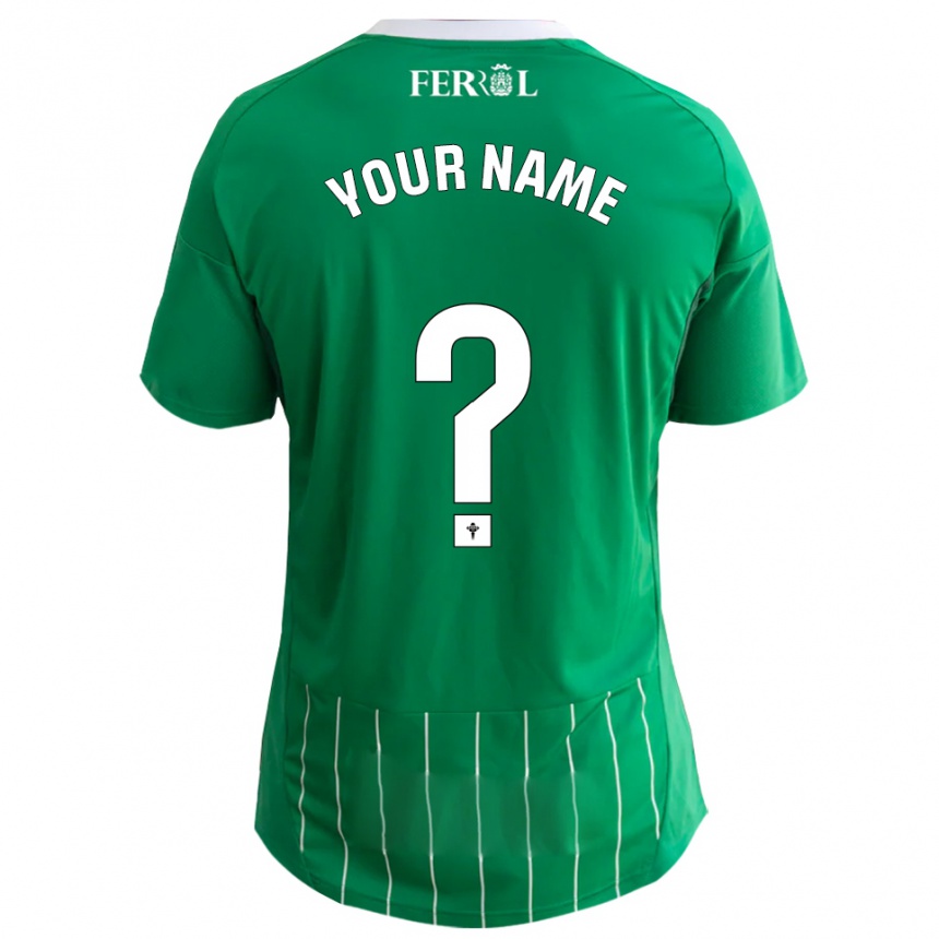 גברים כדורגל השם שלך #0 ירוק לבן ג'רזי ביתית 2025/26