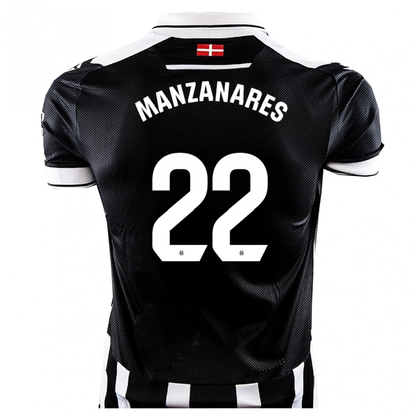 גברים כדורגל Dani Manzanares #22 שחור לבן ג'רזי ביתית 2025/26