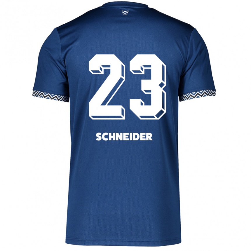 גברים כדורגל לאון שניידר #23 כחול נייבי לבן ג'רזי ביתית 2025/26