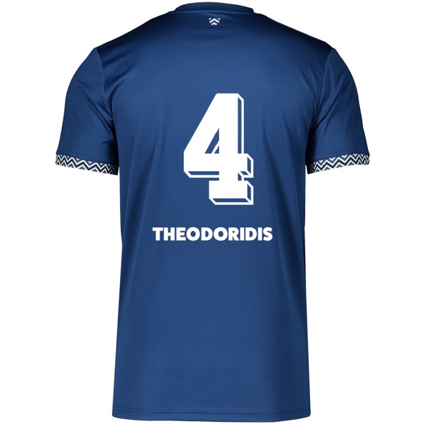 גברים כדורגל Christos Theodoridis #4 כחול נייבי לבן ג'רזי ביתית 2025/26