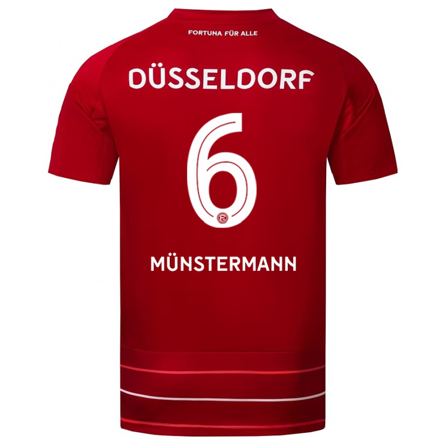 גברים כדורגל Paul Münstermann #6 אדום לבן ג'רזי ביתית 2025/26