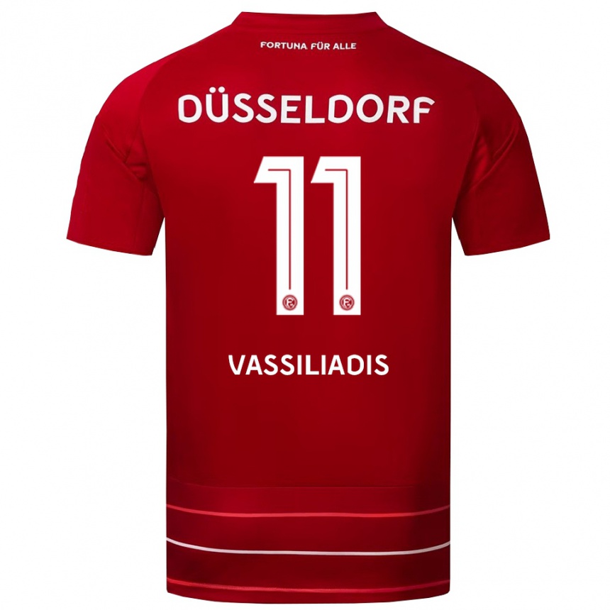 גברים כדורגל Leonidas Vassiliadis #11 אדום לבן ג'רזי ביתית 2025/26