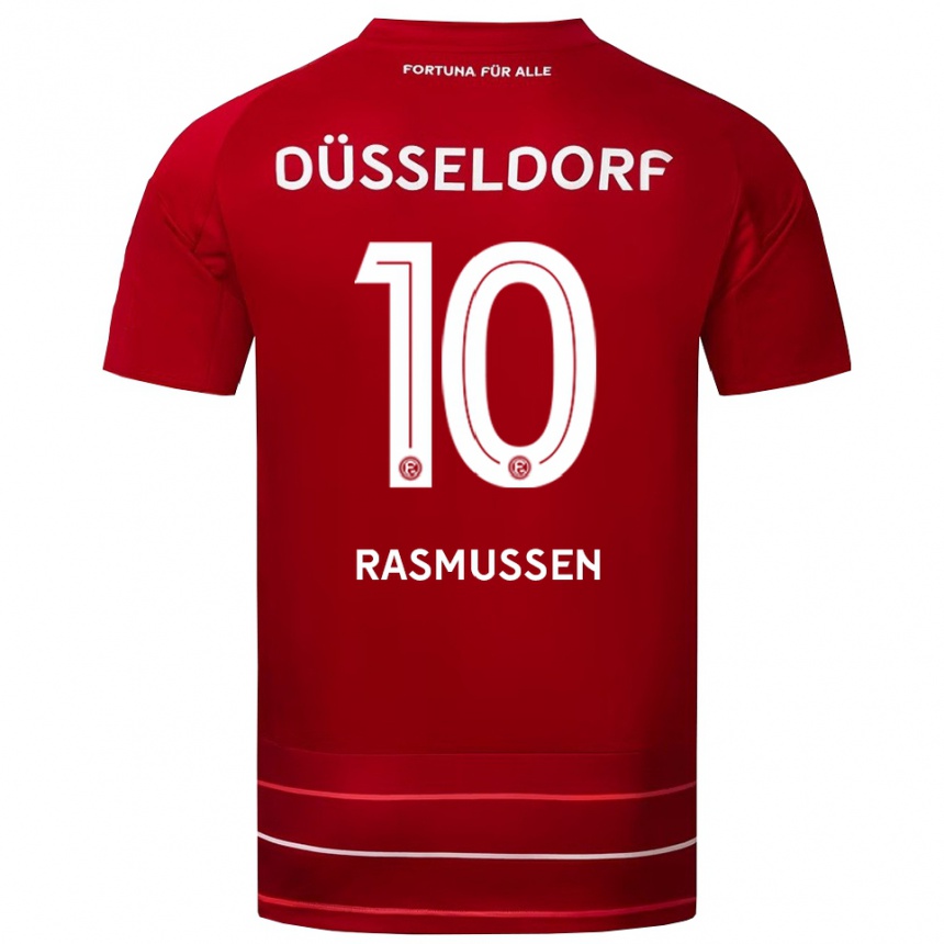 גברים כדורגל כריסטיאן רסמוסן #10 אדום לבן ג'רזי ביתית 2025/26