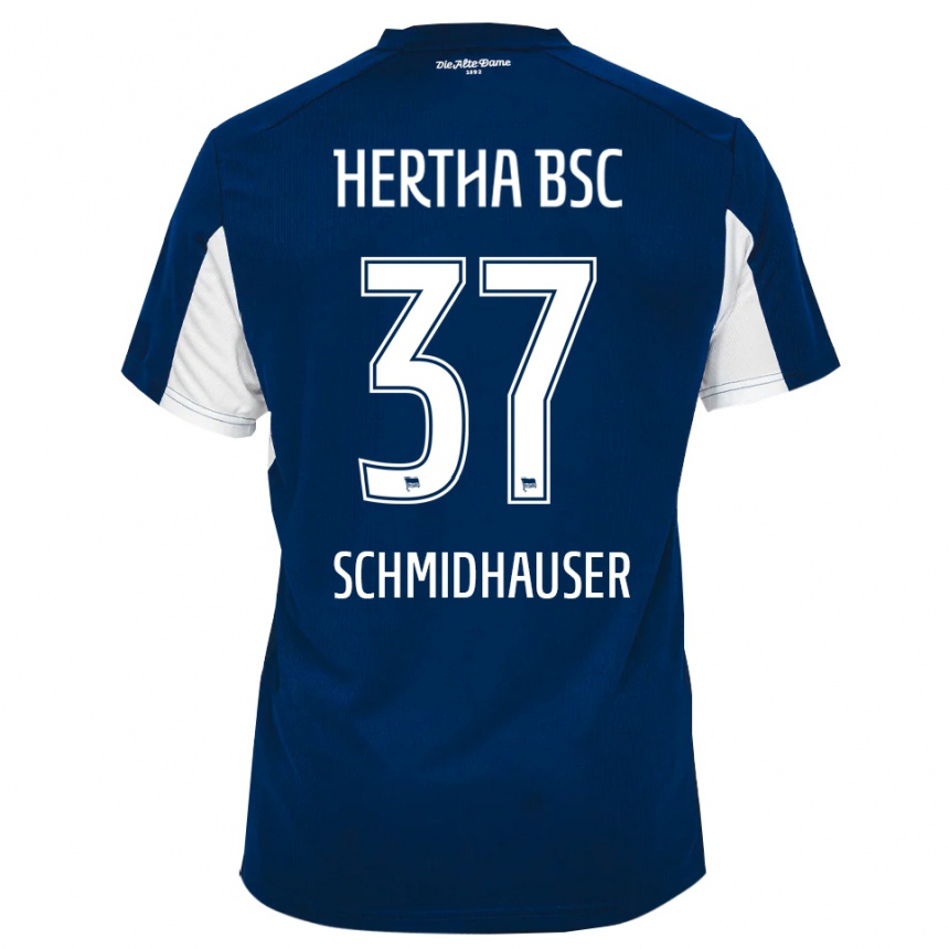 גברים כדורגל אוליבר שמידהאוזר #37 לבן כחול ג'רזי ביתית 2025/26