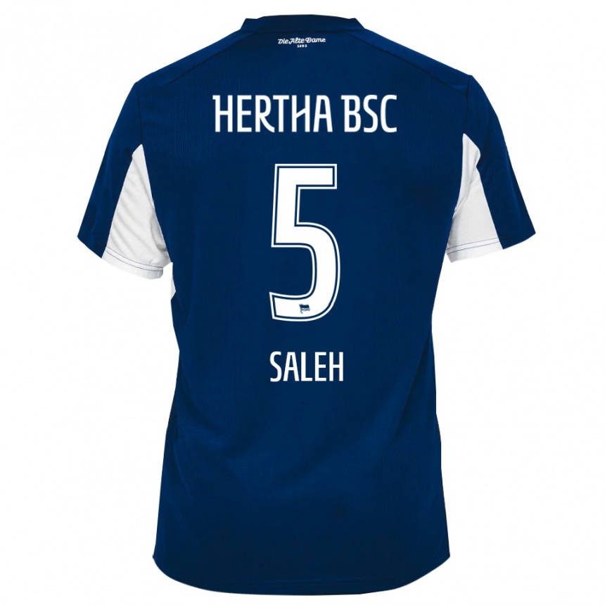 גברים כדורגל Ibrahim Saleh #5 לבן כחול ג'רזי ביתית 2025/26