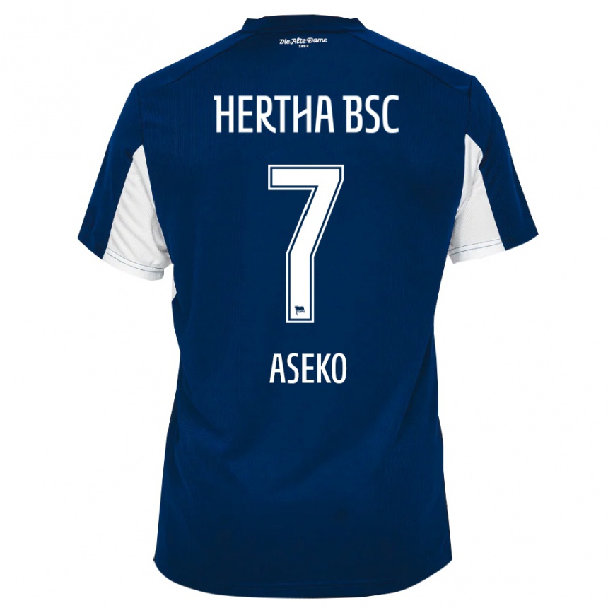 גברים כדורגל Benjamin Aseko #7 לבן כחול ג'רזי ביתית 2025/26