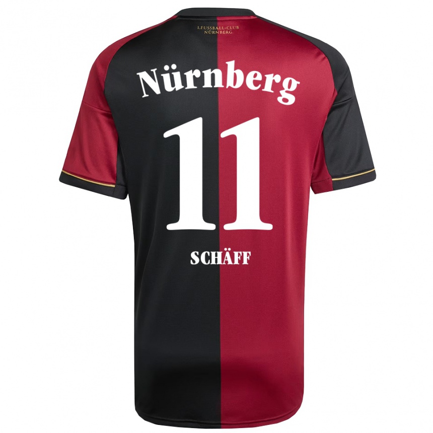 גברים כדורגל Till Schäff #11 בורדו שחור ג'רזי ביתית 2025/26