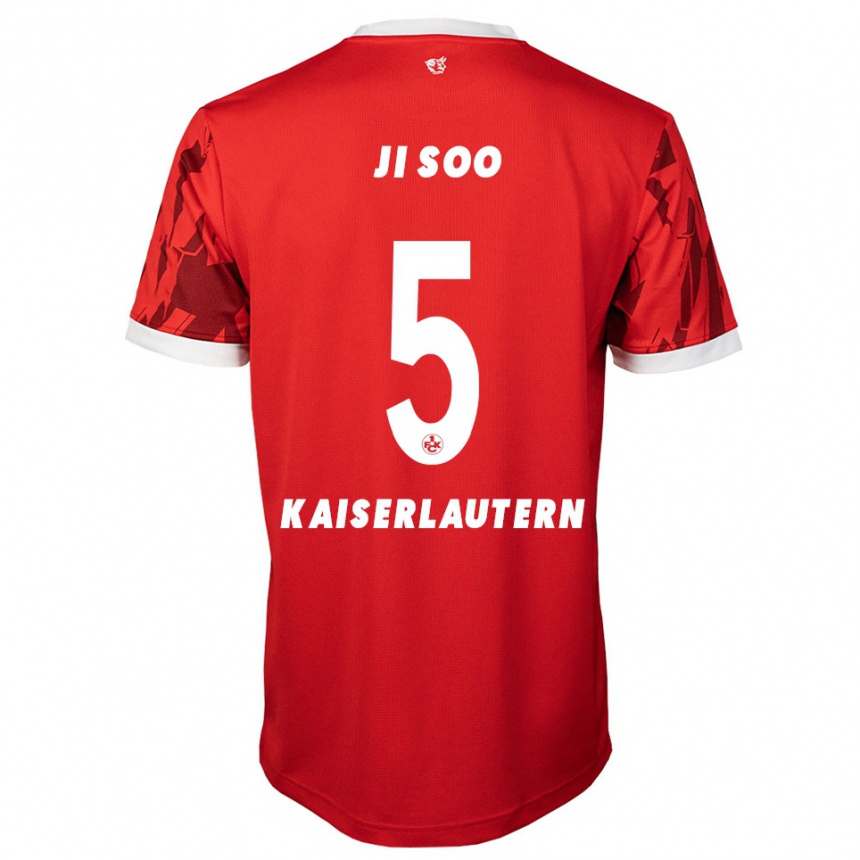 גברים כדורגל קים ג'י-סו #5 אדום לבן ג'רזי ביתית 2025/26