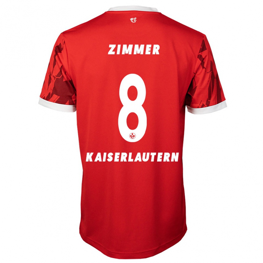 גברים כדורגל ז'אן זימר #8 אדום לבן ג'רזי ביתית 2025/26