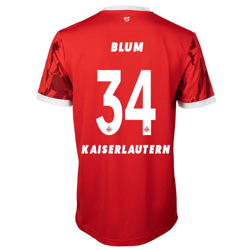 גברים כדורגל שון מארק בלום #34 אדום לבן ג'רזי ביתית 2025/26