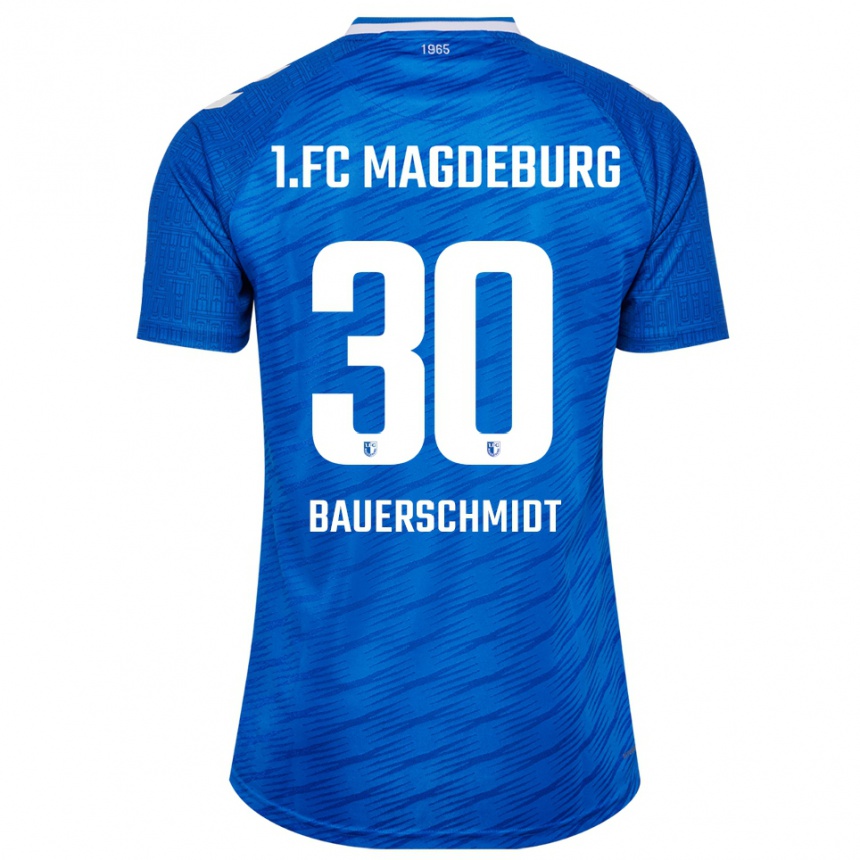 גברים כדורגל Maja Bauerschmidt #30 כחול לבן ג'רזי ביתית 2025/26