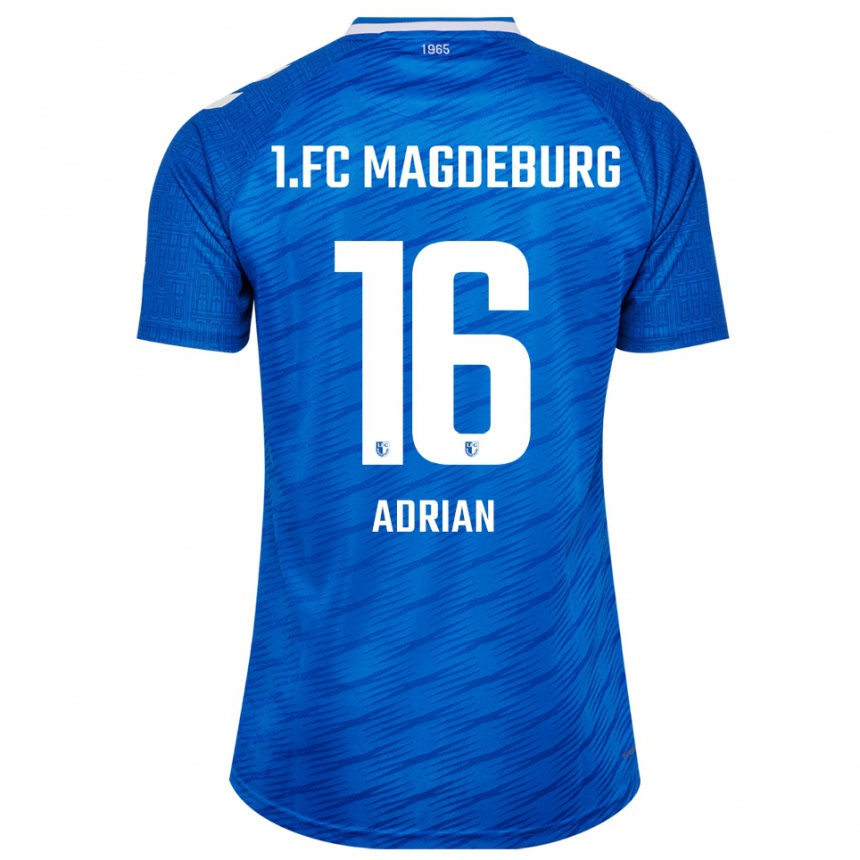 גברים כדורגל Max Adrian #16 כחול לבן ג'רזי ביתית 2025/26