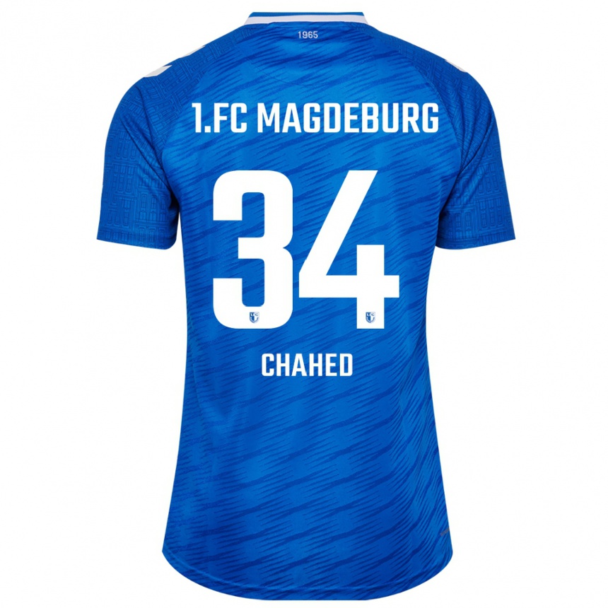 גברים כדורגל טארק צ'אד #34 כחול לבן ג'רזי ביתית 2025/26