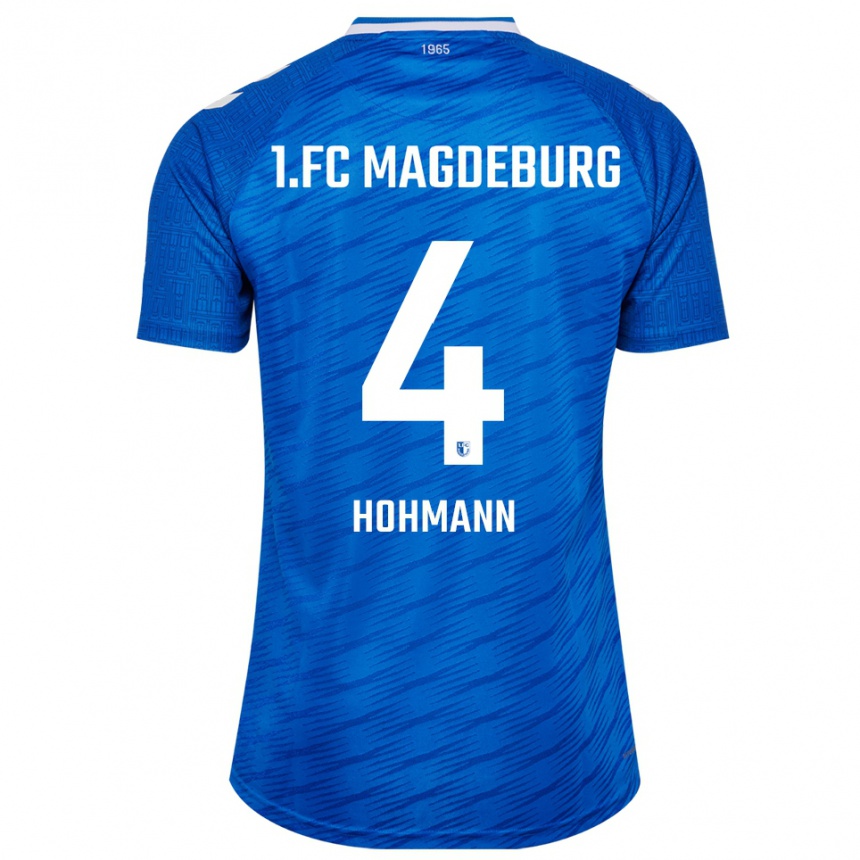 גברים כדורגל מאלטה נואה הוהמן #4 כחול לבן ג'רזי ביתית 2025/26