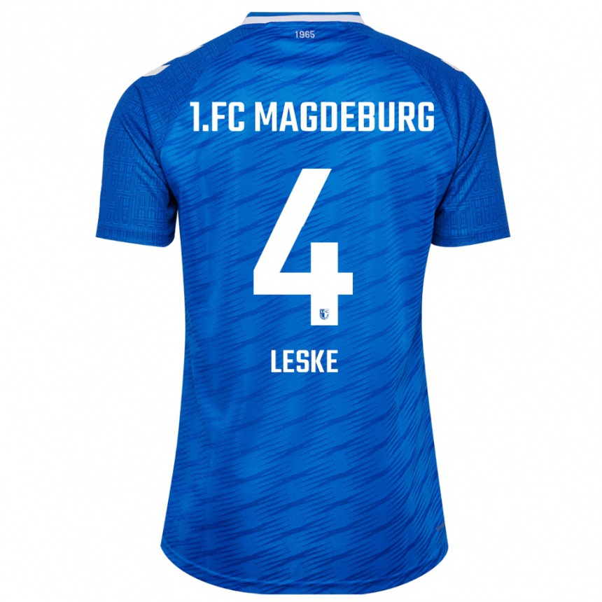 גברים כדורגל Jona Leske #4 כחול לבן ג'רזי ביתית 2025/26